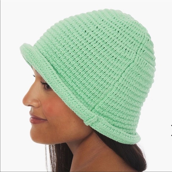 WE Wore What Crochet Solid ZLB Mint Green Bucket Hat Bohemian 100% Cotton - Picture 3 of 13